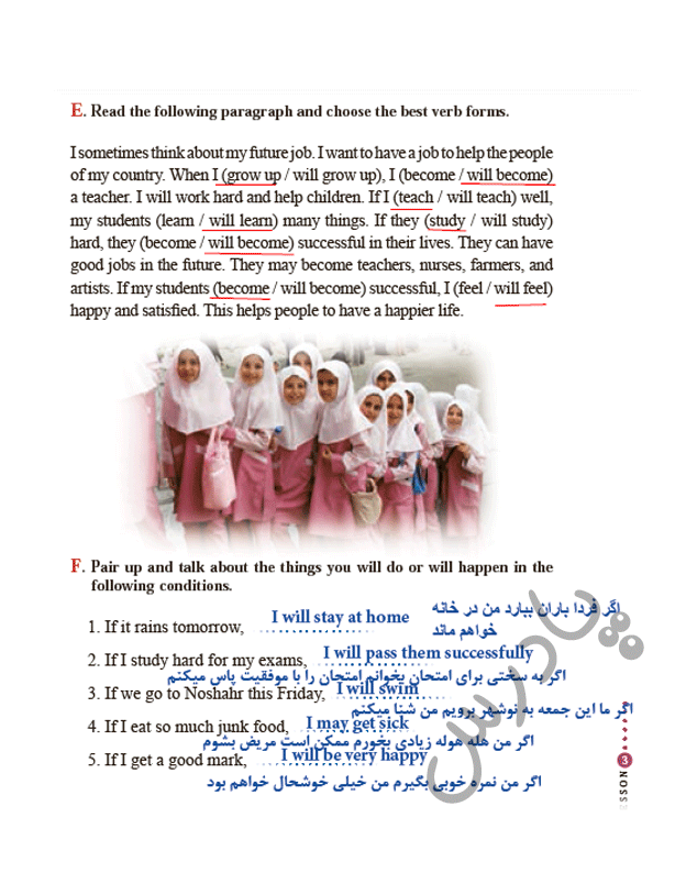 حل تمرینات صفحه 97 درس3 زبان یازدهم