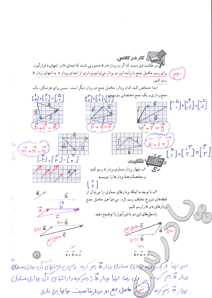 حل کار در کلاس صفحه 71 ریاضی هشتم