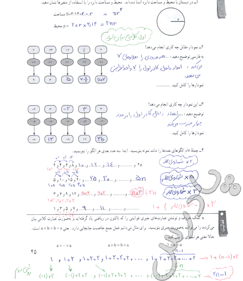 حل کاردرکلاس صفحه 29 ریاضی هفتم