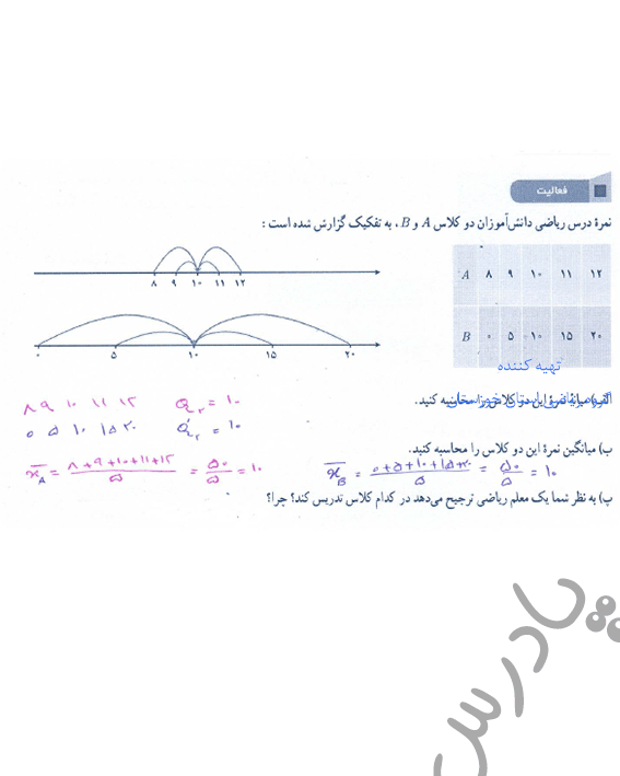 پاسخ فعالیت صفحه 156 ریاضی یازدهم