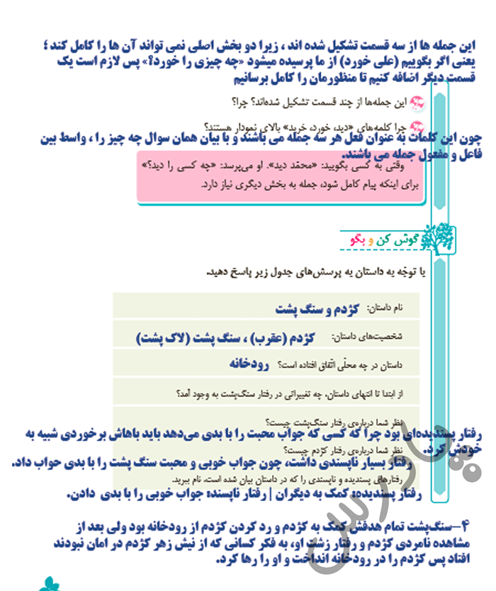 پاسخ صفحه 111 فارسی چهارم