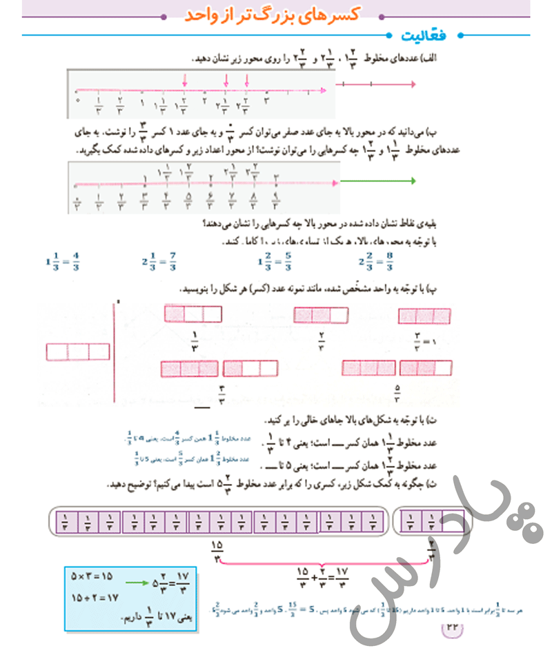 پاسخ فعالیت صفحه 22 ریاضی پنجم