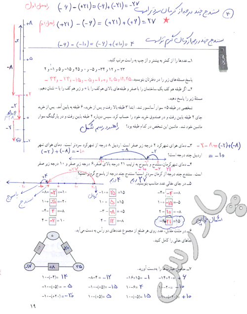 حل تمرینهای صفحه 19 ریاضی هفتم