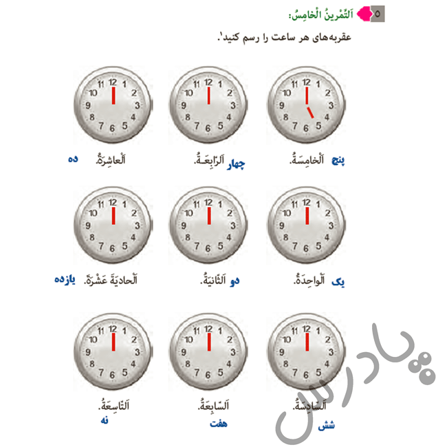 حل تمرین 5 درس 10 عربی هشتم