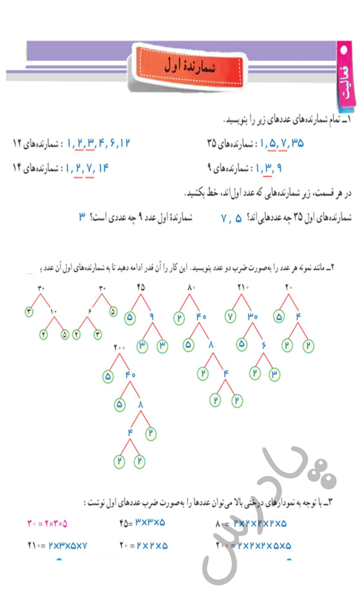 حل فعالیت صفحه 59 ریاضی هفتم