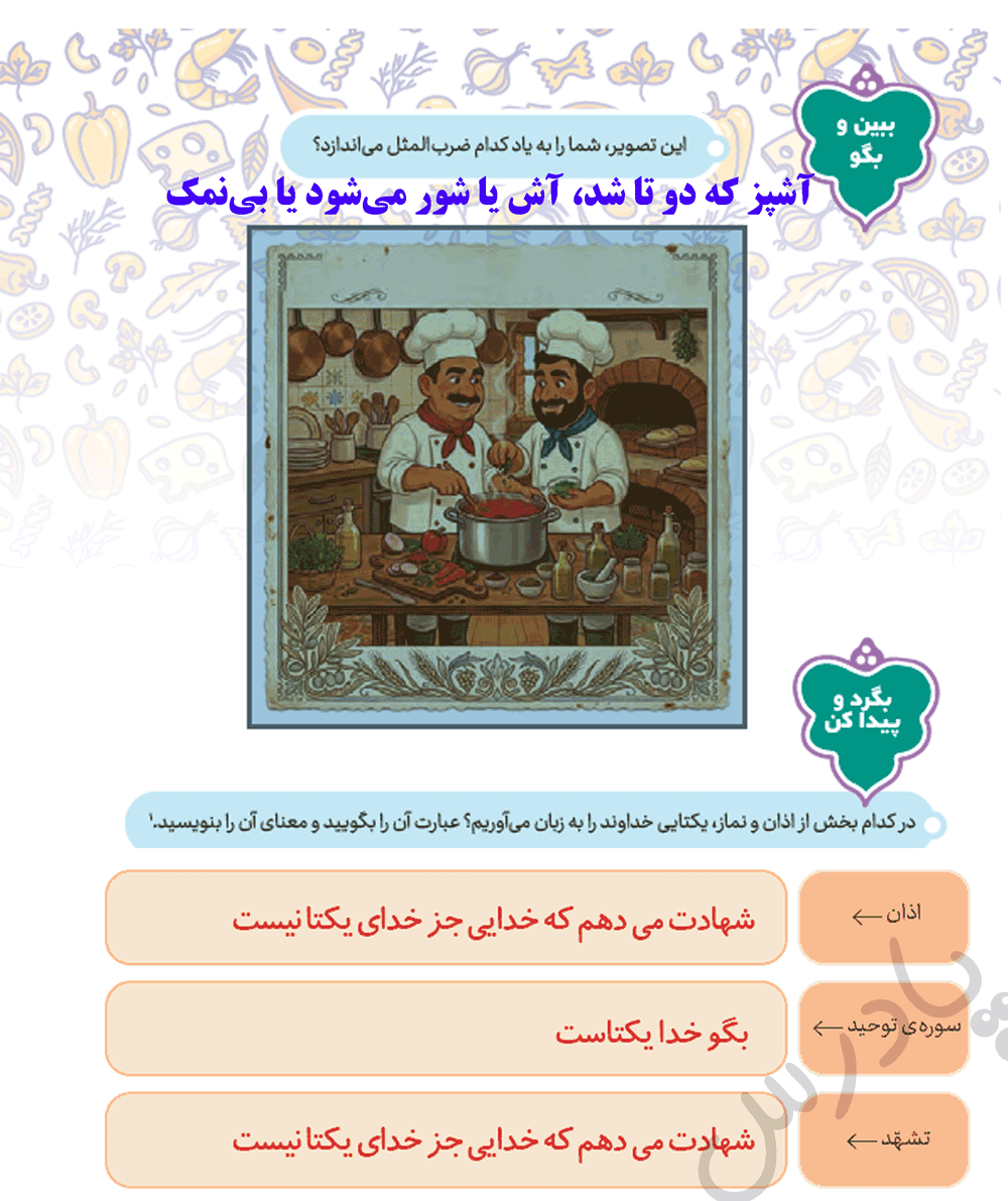 پاسخ سوالات صفحه 20 هدیه های پنجم