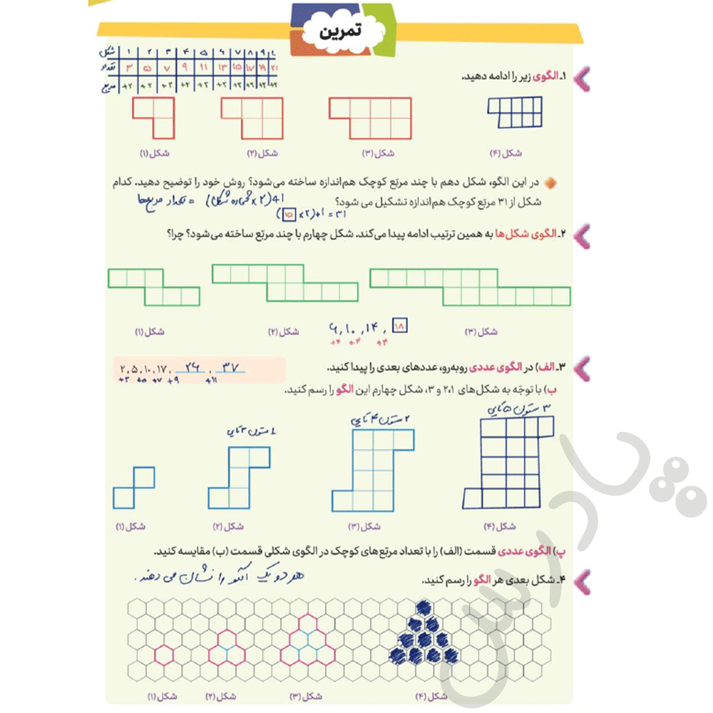 حل تمرین صفحه 34 ریاضی پنجم