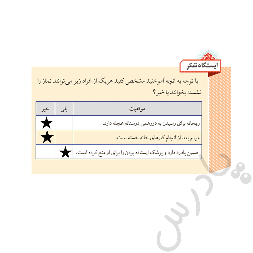 پاسخ ایستگاه تفکر صفحه 53 ازمن تا خدا هشتم